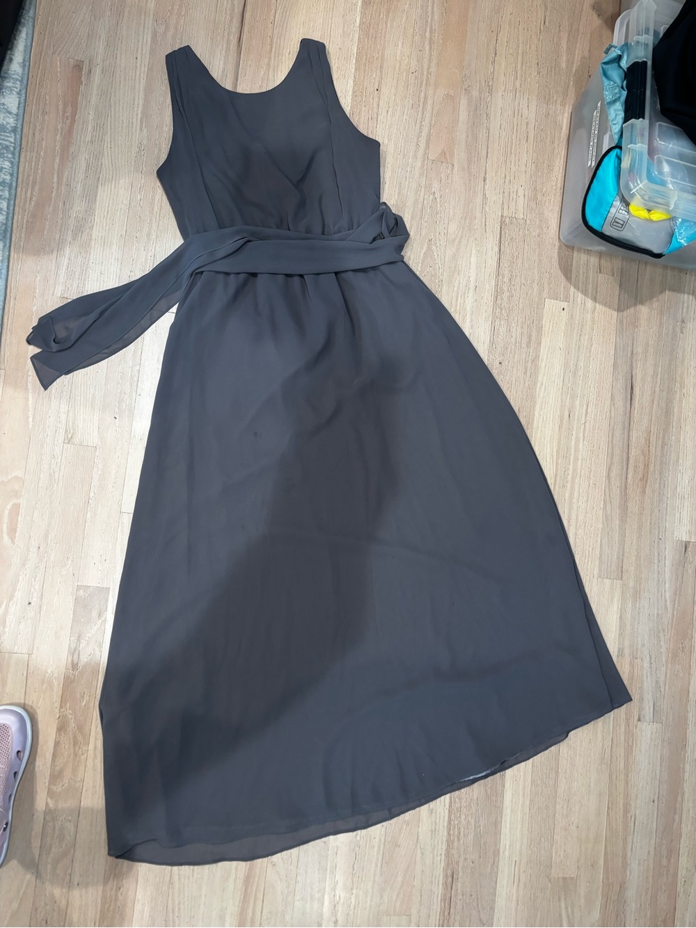 Ceremony by Joanna August Charcoal Maxi Dress with Waist Sash